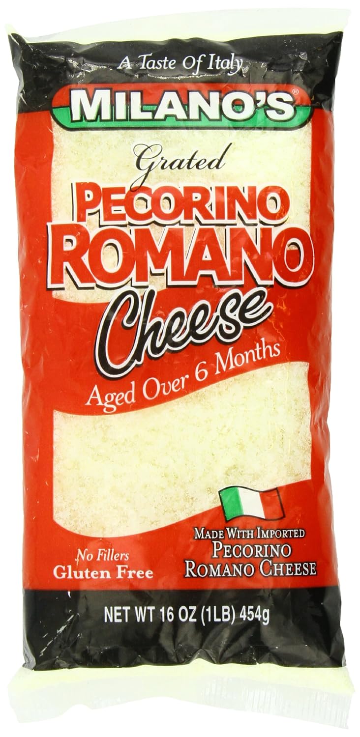 2 Set Milano's Romano Cheese Bags, Grated Pecorino, 16 Ounce