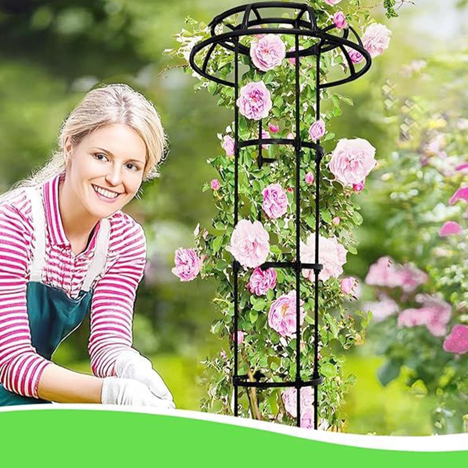 Enrejado para Pepinos De Jardín - Estructura Redonda con Diseño De Champiñón - Soporte para Tomateras Enredaderas Judías Pepinos Calabacines Uvas Rosas Clematis