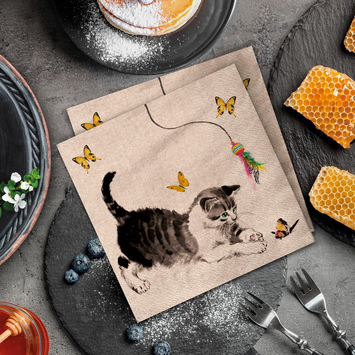 Serviettes En Papier 3 Plis PAW - Lot De 20 - 33x33cm Motif Animaux Sauvages Pour Fêtes