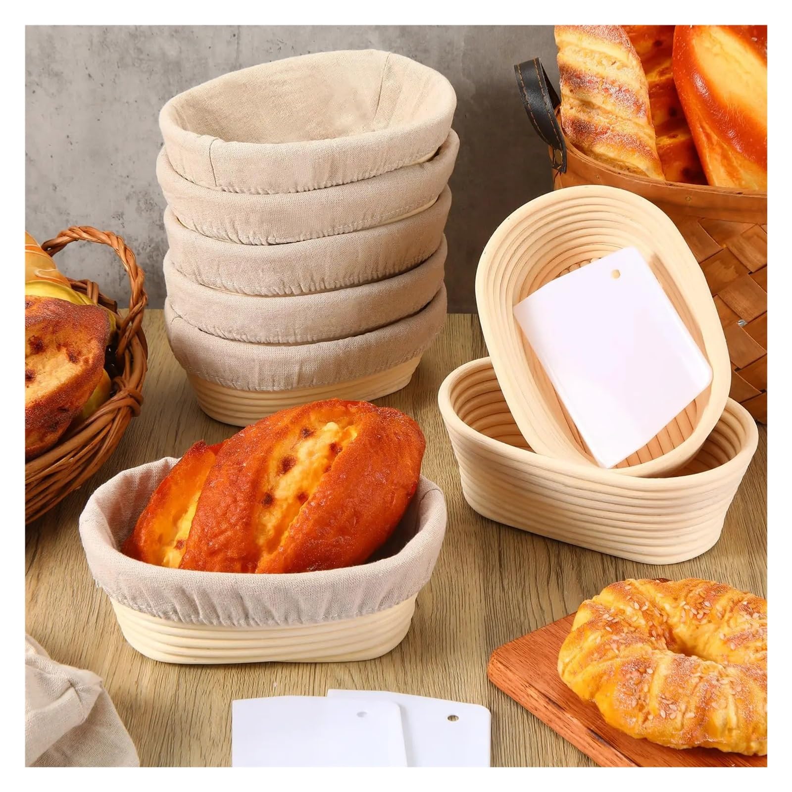 Generico Cestino ovale for la lievitazione del pane in rattan, for fermentazione traspirante, banneton for pasta in vimini for una migliore madre(Round 20x8)