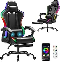 Vista 14 de Silla de juegos Homall, silla para videojuegos con reposapiés y soporte lumbar masajeador, silla de computadora ergonómica de altura ajustable
