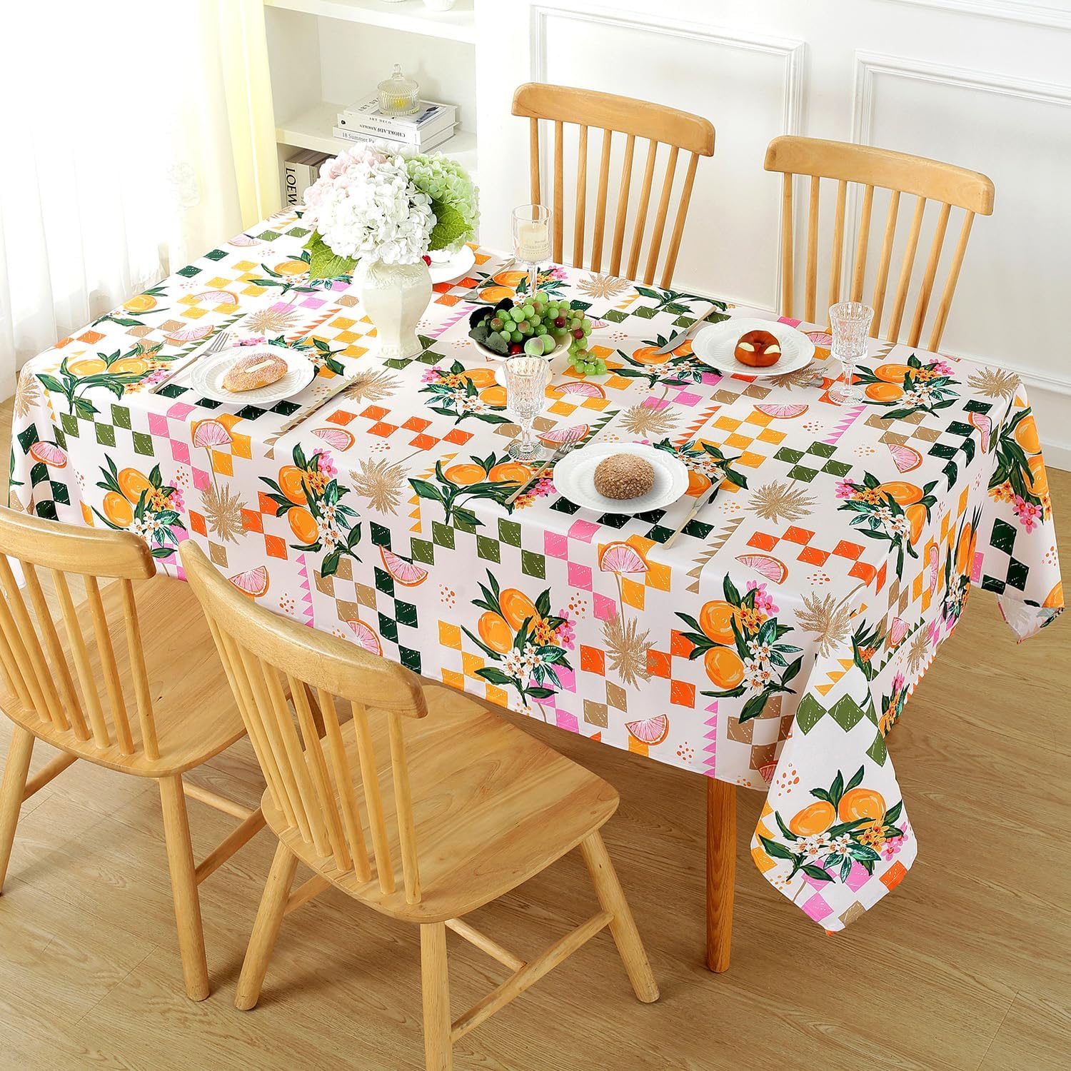 Honellaty Summer Tablecloth, Graffiti Lemon Pattern, 60" x 120" image 2