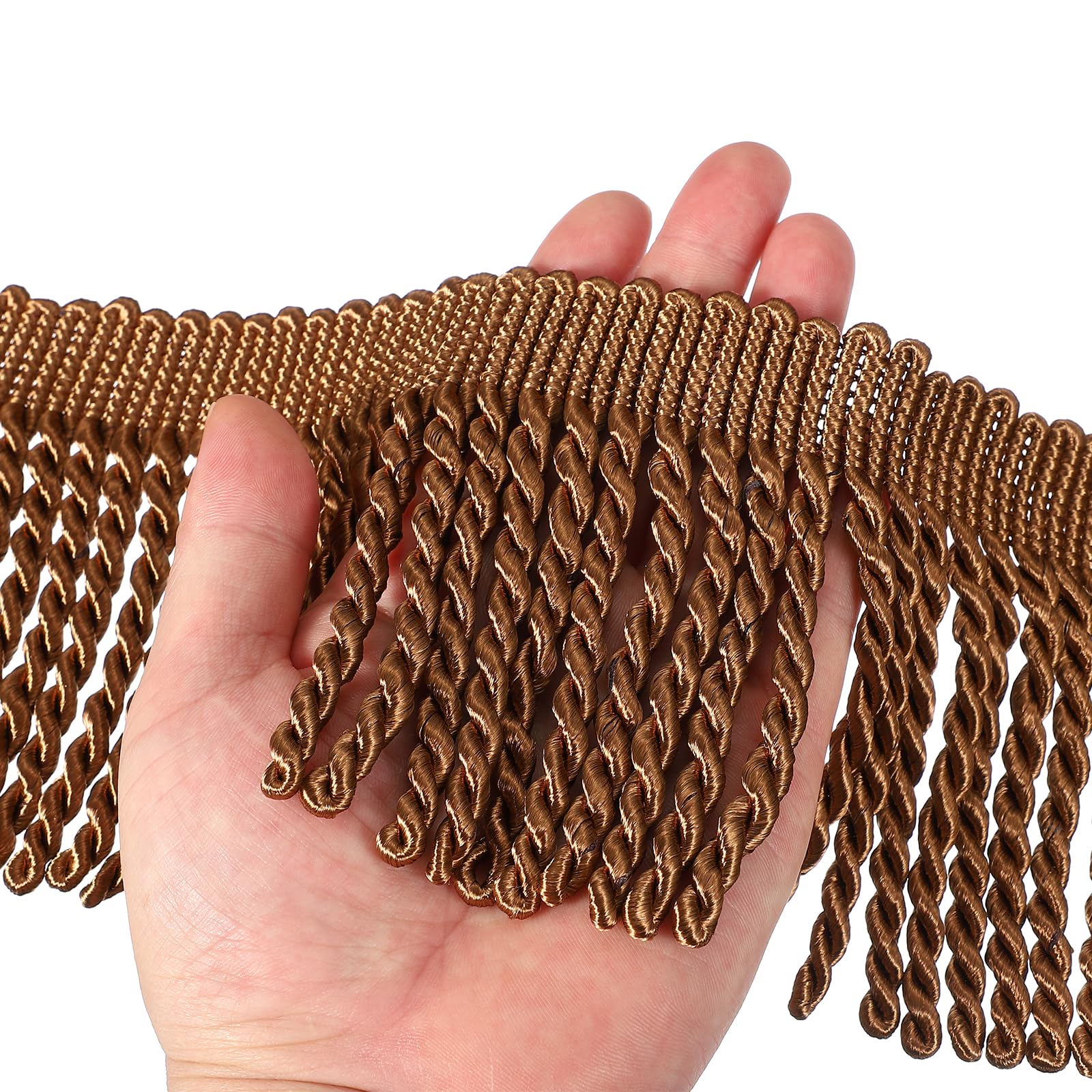 PATIKIL Dark Brown Fringe Trim, 5 Yards x 4inch Fringe Trim Curtain Tassel Thick Long Fabric Sewing for Curtain Sofa Clothes DIY Decoration