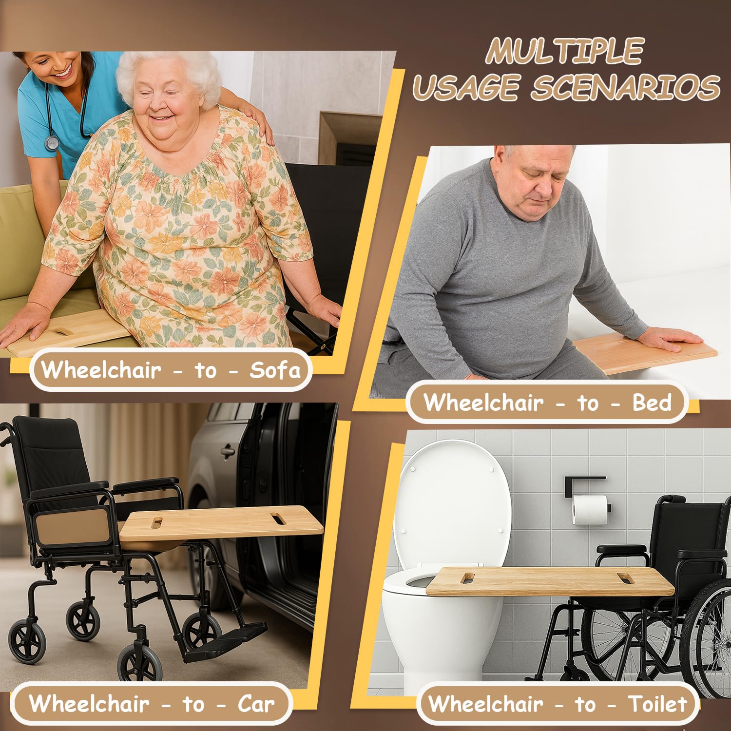 Urby Tabla de transferencia extra ancha y gruesa para transferir a silla de ruedas, cama o coche. Ideal para personas mayores, ancianos o pacientes de terapia física. XXL