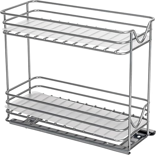 Miniatura 7 de Household Essentials Glidez - Organizador de almacenamiento extraíble de acero con recubrimiento en polvo con forros de plástico para uso en estante