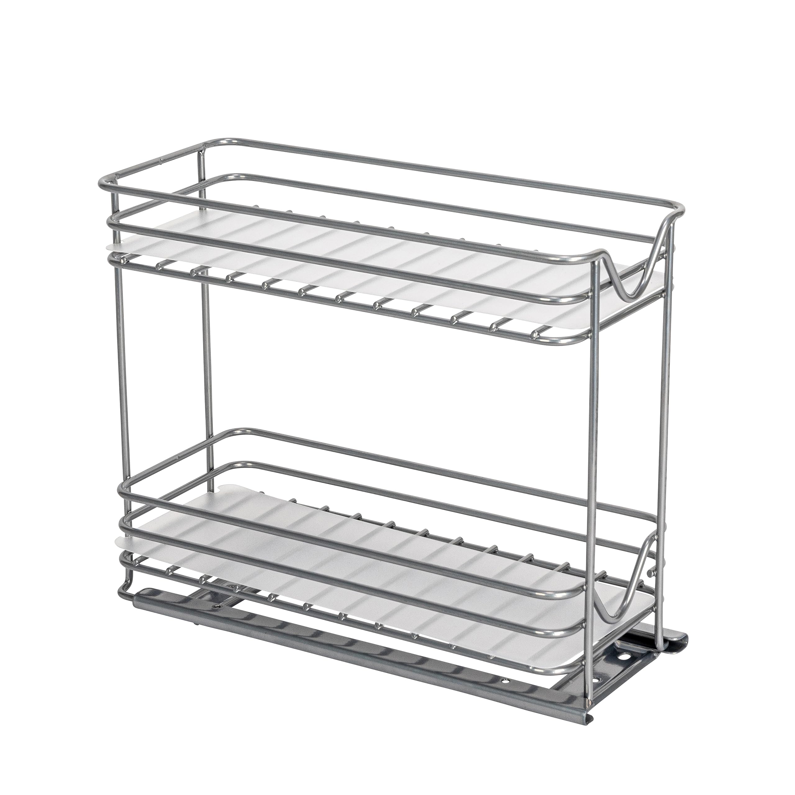 Household Essentials Glidez - Organizador de almacenamiento extraíble de acero con acabado de pintura con forros de plástico para uso en especieros, diseño de 2 niveles, se adapta a armarios o