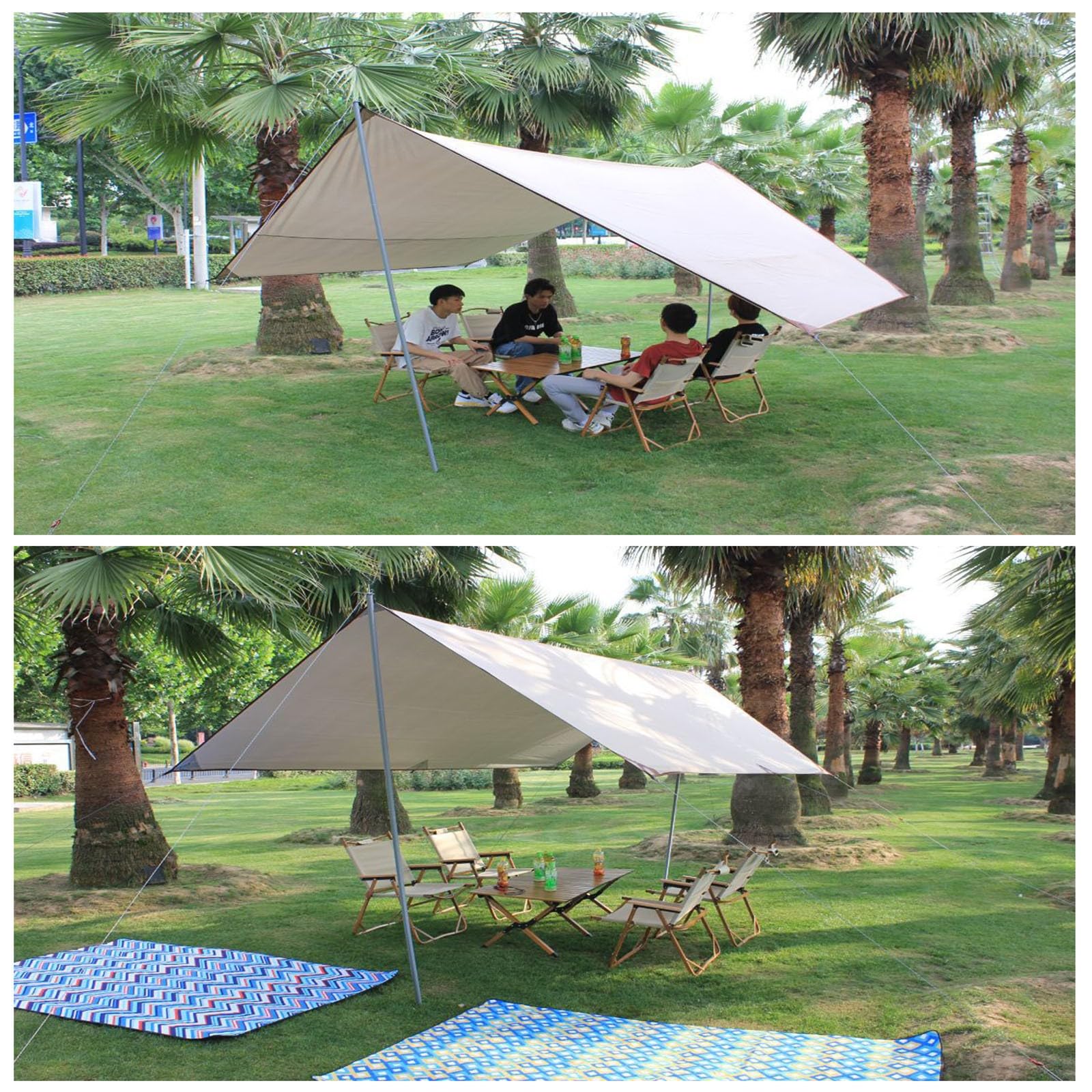 Lona Impermeable Portátil para Acampar Al Aire Libre,Lona para Acampar,Lona Impermeable,Lona para Suelo,Lona Resistente Al Viento,Carpa para Acampar,Picnic,para Viajes Y Playa A,4.4 * 4.4m