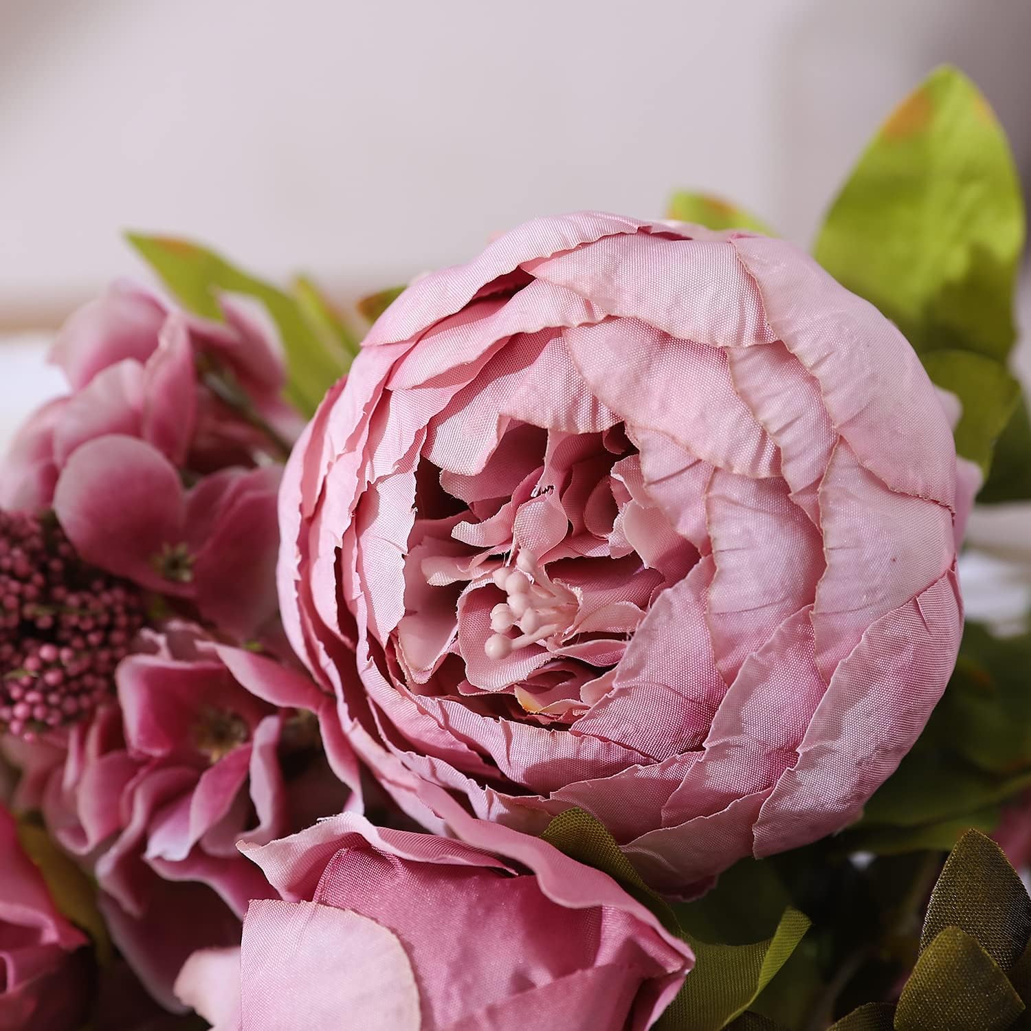 Duovlo Fake Flowers Vintage Artificial Peony Silk Flowers Wedding Home Decoration,Pack of 1 (Sweetened Bean)
