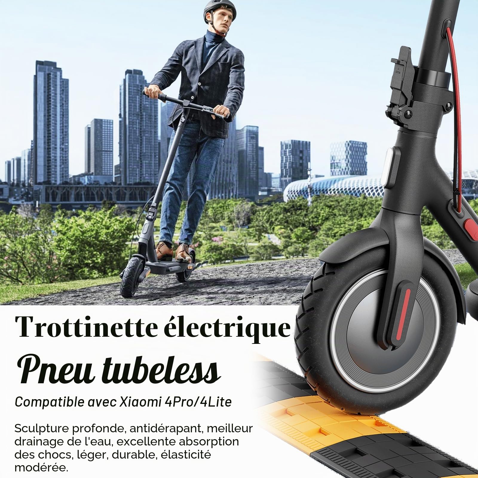 Lot de 2 Pneus Sans Chambre à air de 10 Pouces pour Xiaomi 4Pro/4Lite Scooter électrique - Accessoires de Scooter électrique Pneus Tubeless 250 x 54 - Pneu de Route épais Anti-explosion