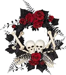Gerson International 24" D Halloween Skeleton & Rose Home Decor,