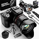 NBD 64MP & 8K Digital camera 16X Optical Zoom, 3-inch 180° Flippable Screen, WiFi Auto Focus Anti-Shake, Includes 64GB SD Card & 2 Batteries, Perfect for Photography & Streaming (Black)