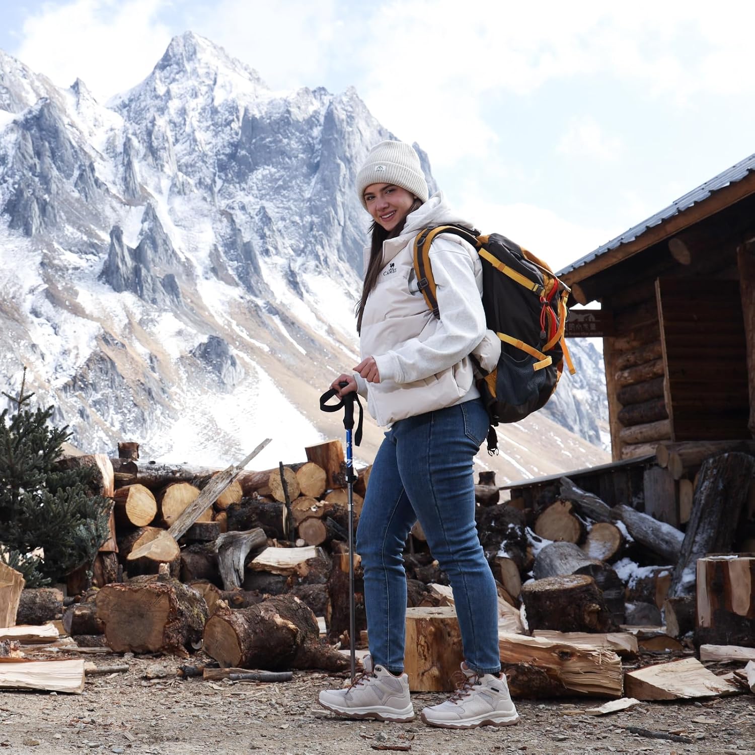 ANJOUFEMME Womens Waterproof Hiking Boots Lightweight Non-Slip Outdoor Boots for Trekking Backpacking and Camping