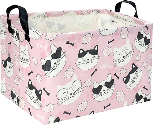 DDBASKET Cesta rectangular de Pascua para gatos, cesta de regalo de Pascua rosa, cesta de almacenamiento vacía para niños, cesta de almacenamiento