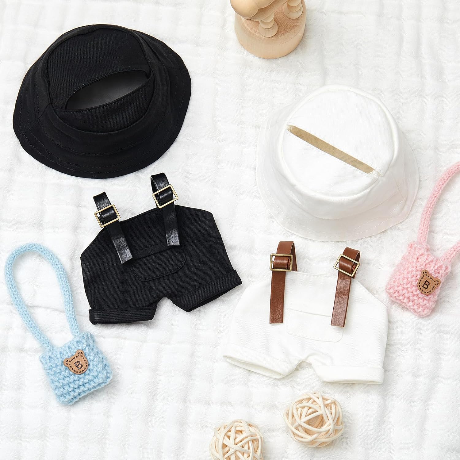 Soulchen 2 Sets 17cm Doll Clothes(No Doll), Clothes for Dolls Accessories,Replacement Toy Clothes Including Rompers, Hats and Bags, Toy Outfit for Dress up & Display