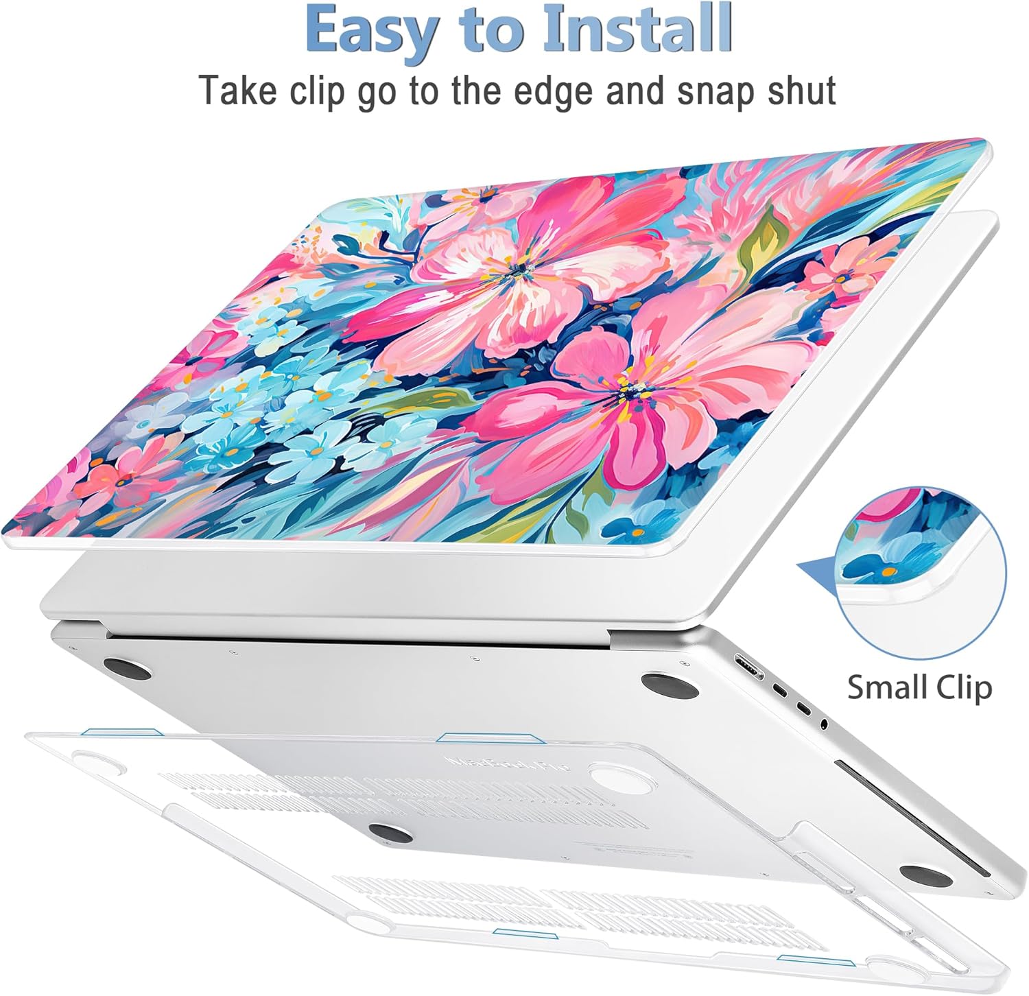 Mektron for 2025 MacBook Pro 14-inch M5 Case A3434 Fits 2024-2021 M4 A3112 A3401 A3185 M3 A2918 A2992 M2 A2779 M1 A2442 Pro/Max, Printed Plastic Hard Shell Laptop Cover, Hand-Painted Flowers - Image 3