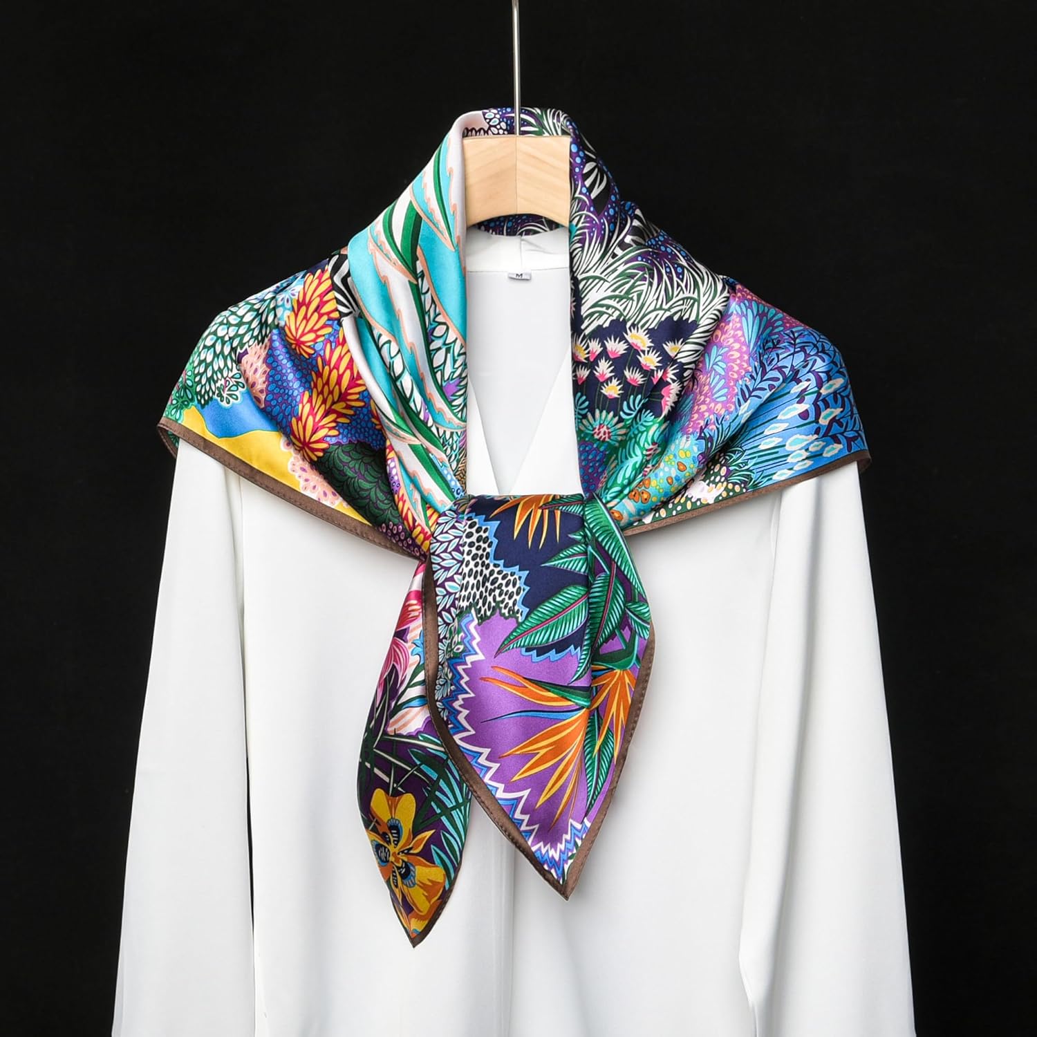 100% Pure Mulberry Silk Scarf 35" Large Square Lightweight Headscarf –Women’s Hair Wraps The shawl-With Gift Packed - Image 4