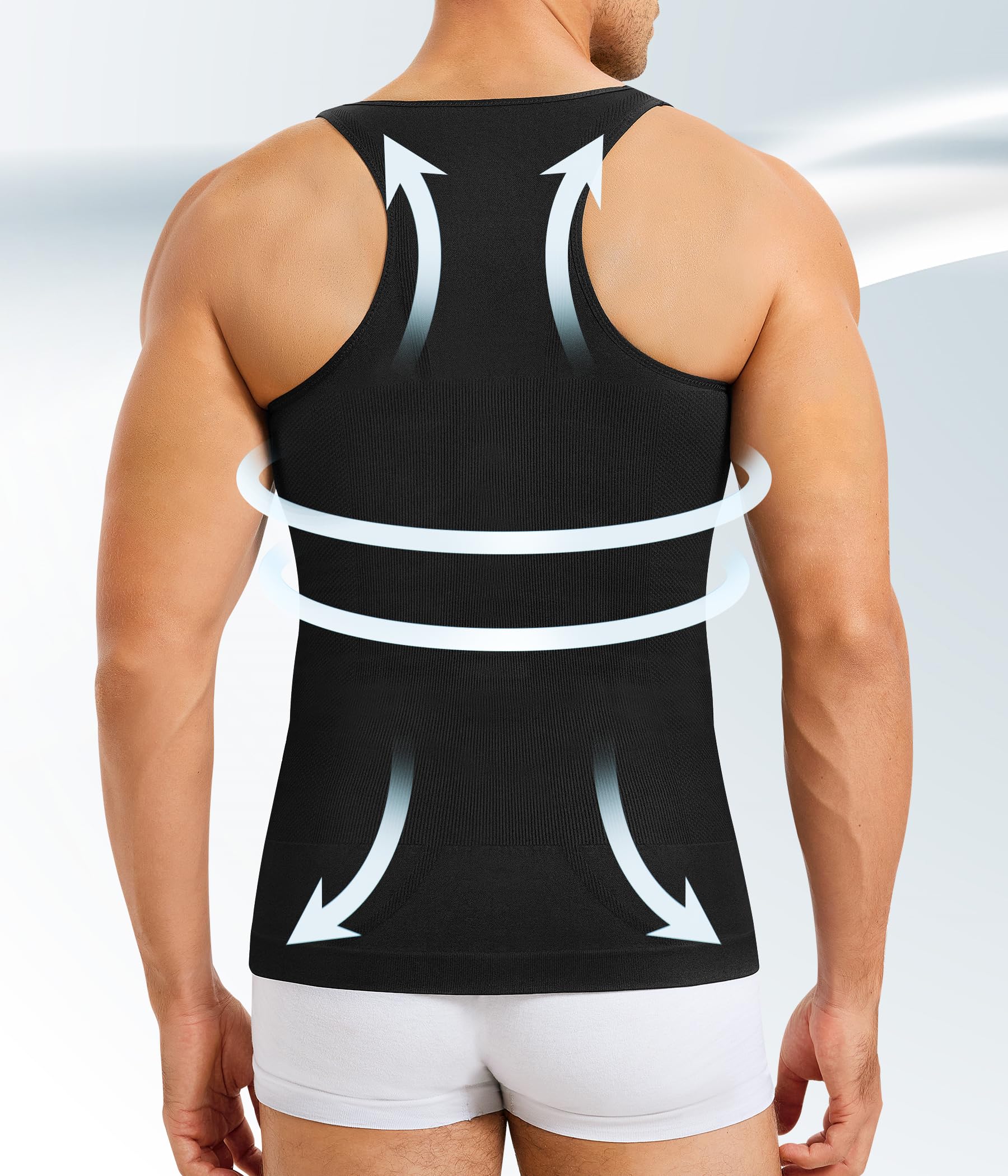 Gotoly Shapewear Herren Kompressionshirt Elastische Compression Shirt Tight Taillenformer Figurformende Tank Top Ärmellos Bauchweg Unterhemd Body Shaper