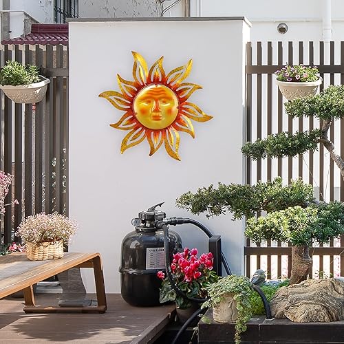 Miniatura 3 de Decoración de pared de metal para exteriores, grande, de 19 pulgadas, para colgar en interiores y exteriores, patio, jardín, valla, terraza,