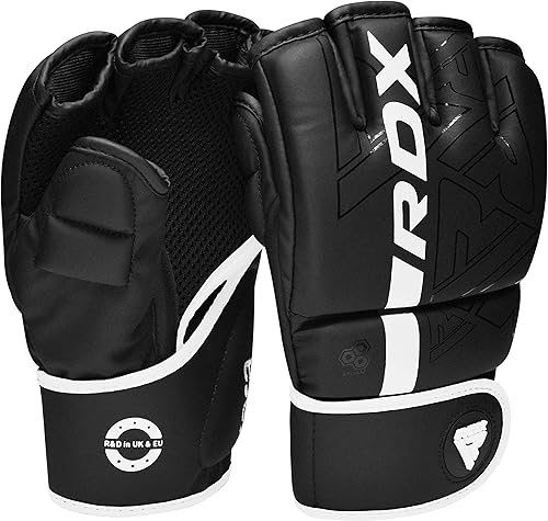 Miniatura 8 de RDX Guantes MMA Grappling Sparring, guantes de artes marciales mixtas precurvados para hombres y mujeres, guantes de boxeo, Maya Hide Leather Kara