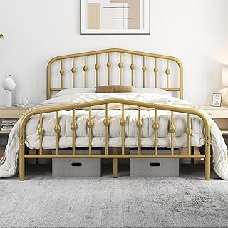 Yaheetech Metal Bed Frame Queen Size Metal Platform Bed Frame with Victo...