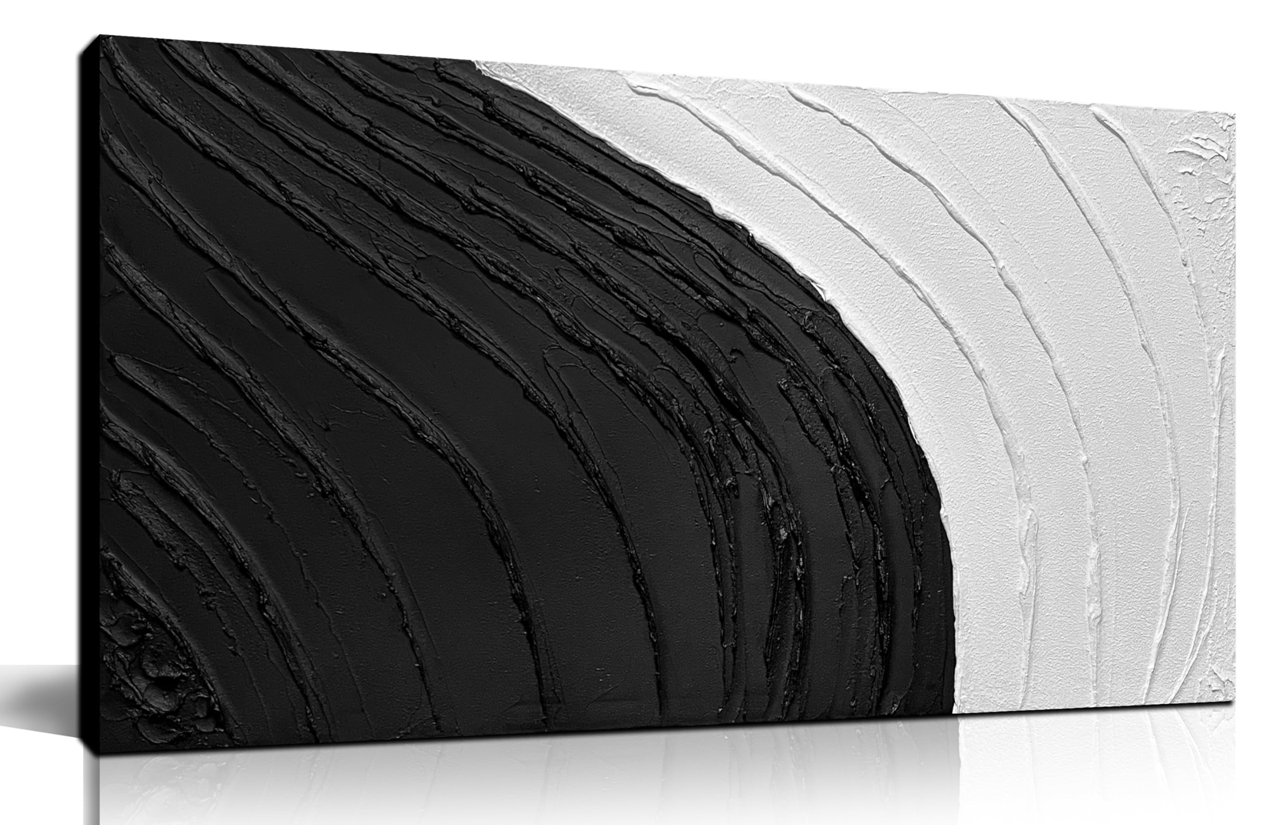 SKYRISE Abstract Textured Black and White Canvas Wall Art
