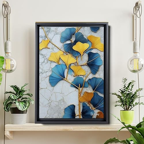 Miniatura 6 de Gold Turquoise Ginkgo Leaf Print, Captivating Plants Wall Art, Ginkgo Biloba Leaf Print Painting, Embrace the Serenity of Nature