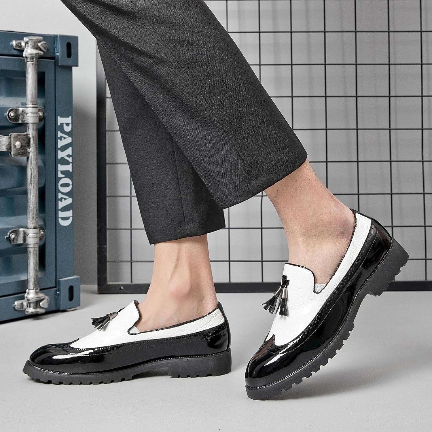 Men's Tassel Loafers Leather Wingtip Brogue Dress Shoes Casual Slip-On Business Work Office Shoes - Image 5