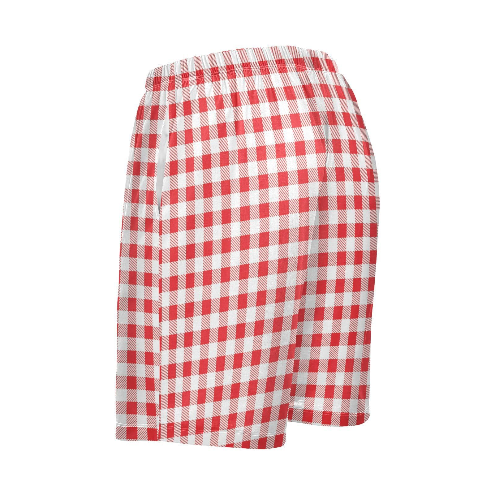 Amazon.com: Mens Pajama Shorts Red White Tartan Check Men's Pajama