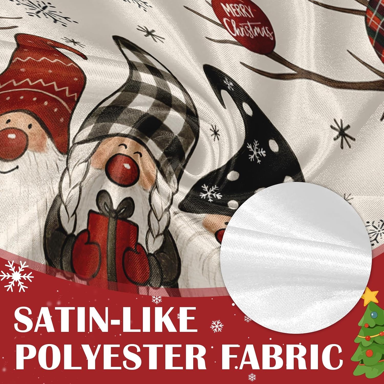 Christmas Valances for Windows, 2 Pack, 52x18 Inch, Gnome Winter