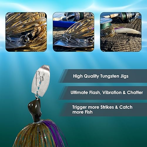 Miniatura 4 de Reaction Tackle Cabezales de plantilla de hoja rompevientos de tungsteno para pesca, paquete de 2 plantillas de pesca para lubina de boca grande y