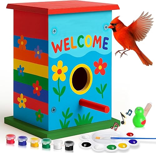 Miniatura 8 de LATI TOYS Kit de casa de pájaros de alta calidad para que los niños construyan fácil de hacer para colgar casa de pájaros de madera para