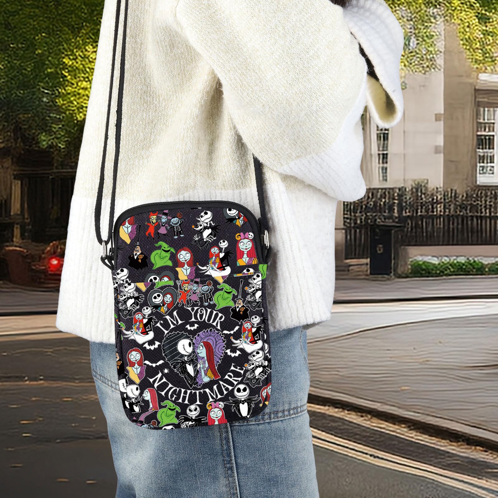 BWWKTOP Jack & Sally Crossbody Bag Nightmare Santa Fans Gift Jack Messenger Bag Mayor & Lock Merch