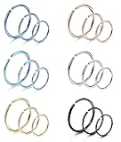 18/24Pcs Hypoallergenic Nose Rings Hoops 316L Surgical Stainless Steel Lightweight Small Piercing Jewelry for Women Men Cartilage Tragus Helix
