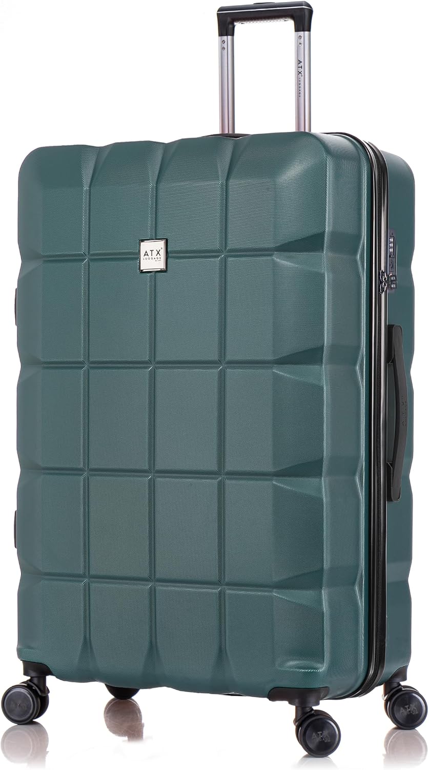 ATX Luggage Extra Large Suitcase Super Lightweight Durable ABS Hard Shell Suitcase with 4 Wheels and Built-in TSA Lock (Forest Green, 32 Inches,132 Liter)