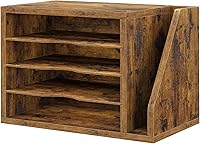 Vista 1 de File Organizer Desktop, Wood Desk Organizer with 3 Adjustable Shelves, Mail Paper Sorter for Office, Home, File Holders for Envelopes, Mail Supplies