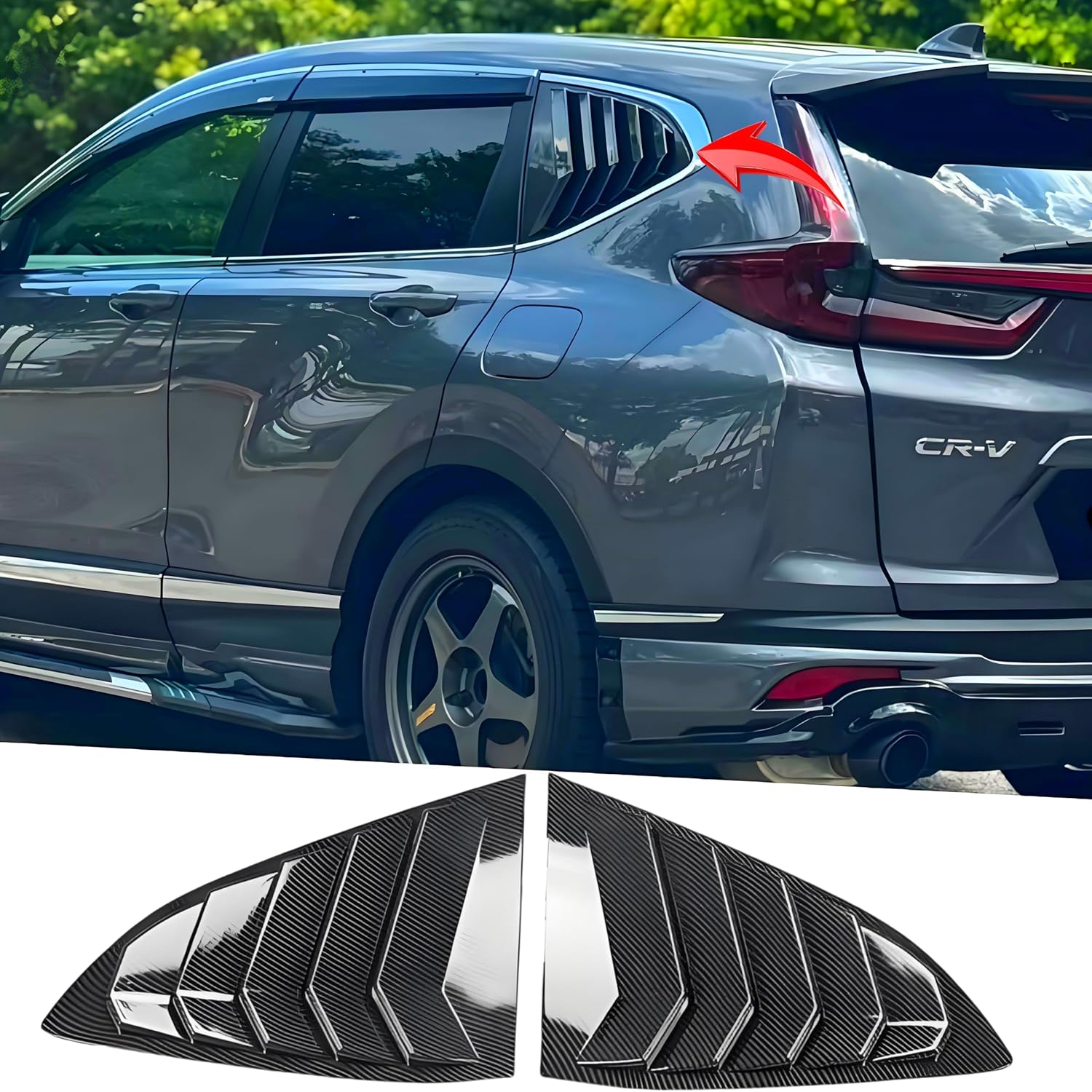 MUTUSAISI Rear Side Window Louvers Air Vent Scoop Louver Compatible with Honda CR-V CRV 2017-2022 Carbon fiber Style Window Scoop Louver Cover ABS Sun Rain Shade Vent 2pcs