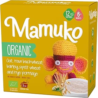 MAMUKO Organic Porridge - Multi Grain porridge Blend of Oats, Bright Buckwheat, Barley, Spelt, Rye & Grits - High Fiber porridge No Added Sugar, Milk & Preservatives -Organic porridge with 10 Servings