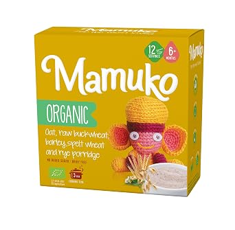 MAMUKO Organic Porridge - Multi Grain porridge مزيج من الشوفان ، الحنطة السوداء الساطعة ، الشعير ، الهجاء ، الجاودار والحصى - عصيدة عالية الألياف لا يضاف السكر والحليب والمواد الحافظة - عصيدة عضوية مع 10 حصص