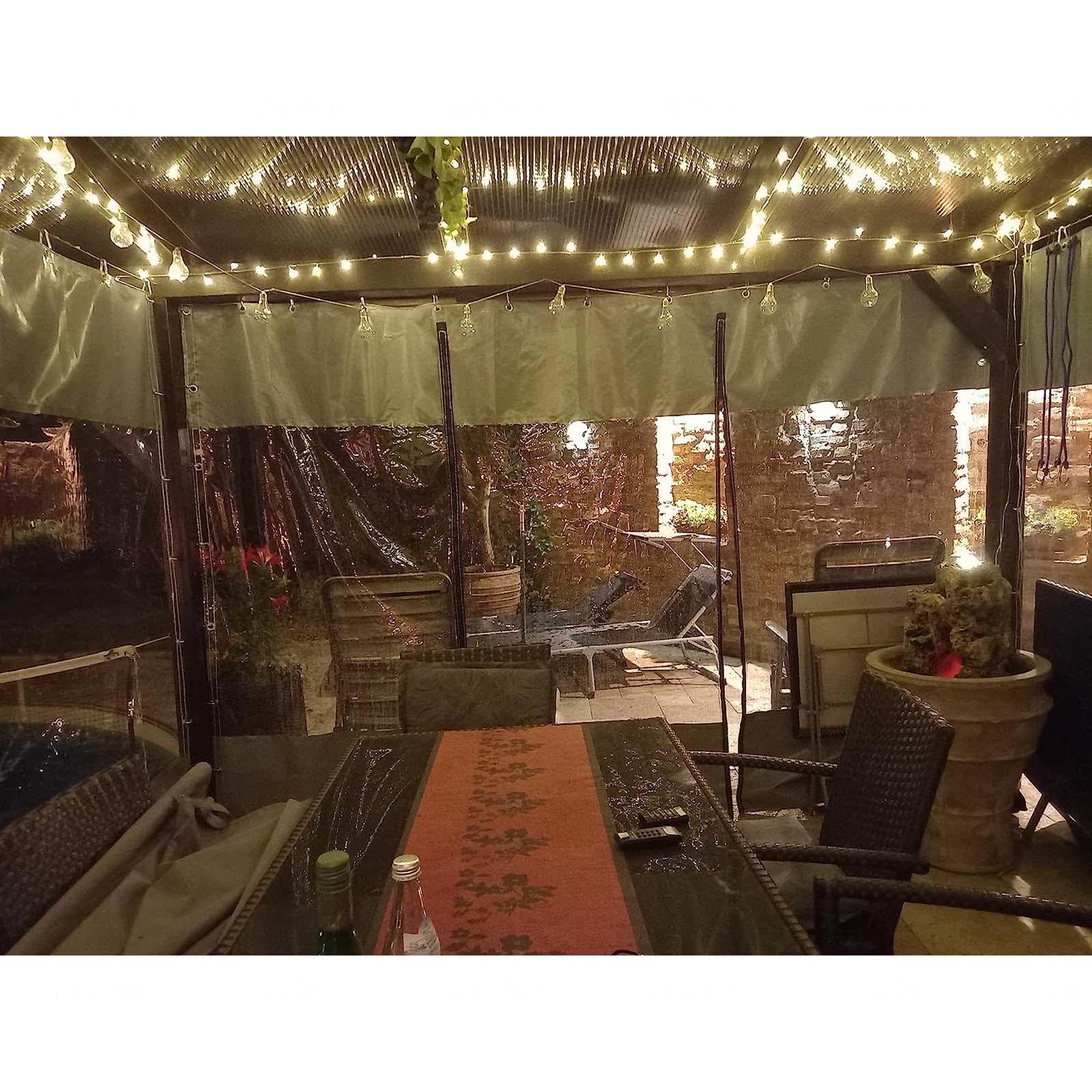 Waterdicht buiten doorzichtig zeildoek gordijn voor pergola PVC zijpanelen met doorvoertules ideale patio veranda tuinhoes - grijs 2,2 x 2,5 m