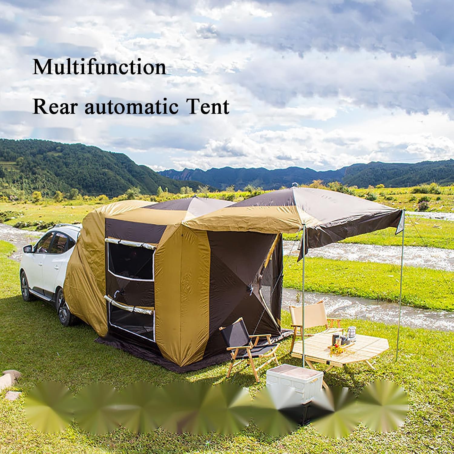 SUV Truck Tent, Car Tailgate Tent, with UV-Resistant Coating, Moisture-Proof Pad and Removable Base Fabric, Suitable Family Outdoor Activities