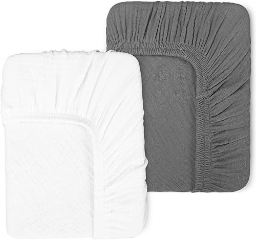 Miniatura 21 de Funda para cambiador de pañales de muselina para bebés y niñas, paquete de 2 unidades de 17 x 33 pulgadas, de algodón suave y transpirable, cómodas