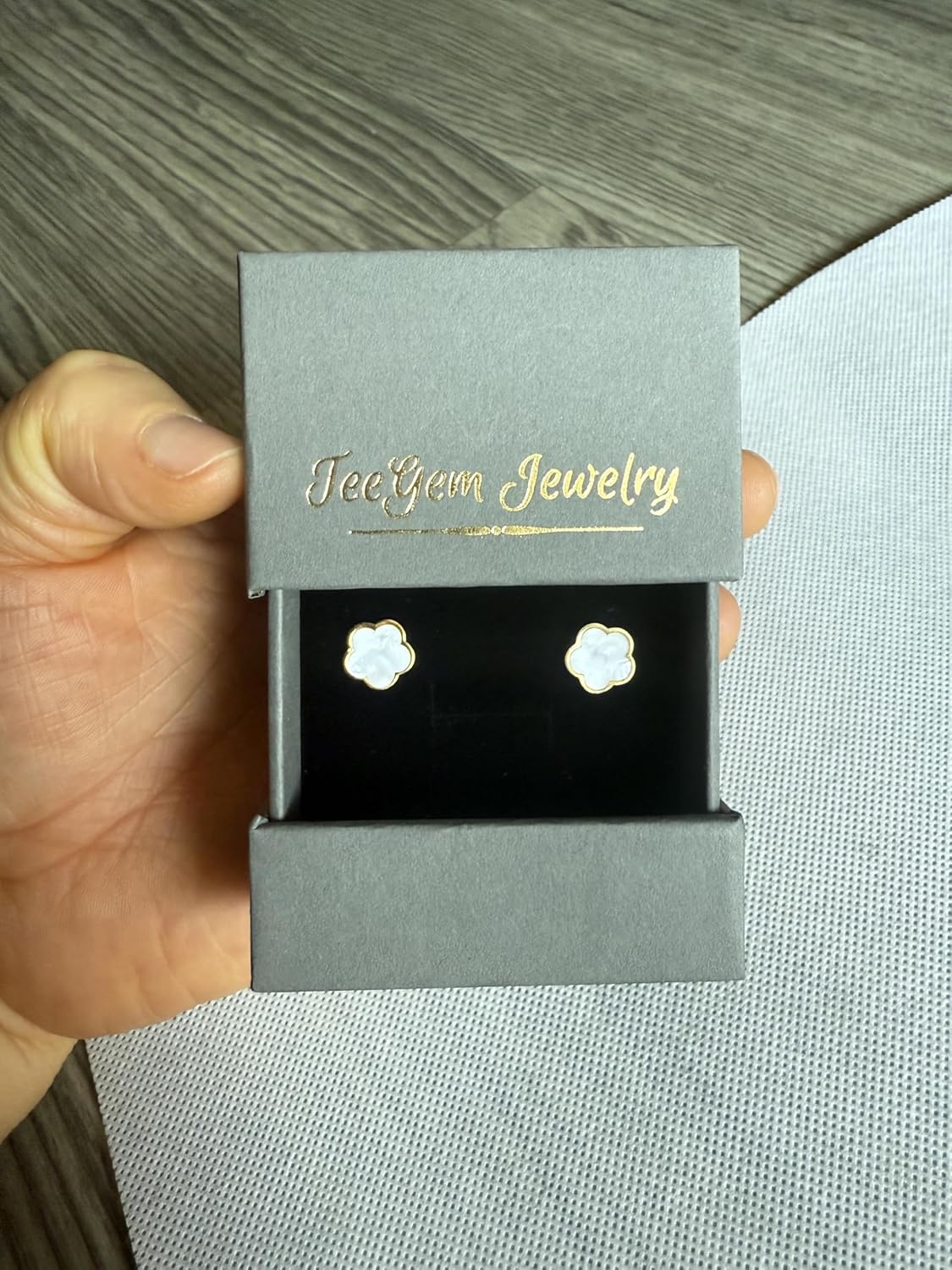 Gold "Flower" Stud Earrings for women - Hypoallergenic Dainty Jewelry Gift 18K Gold Plated Steel - Image 6