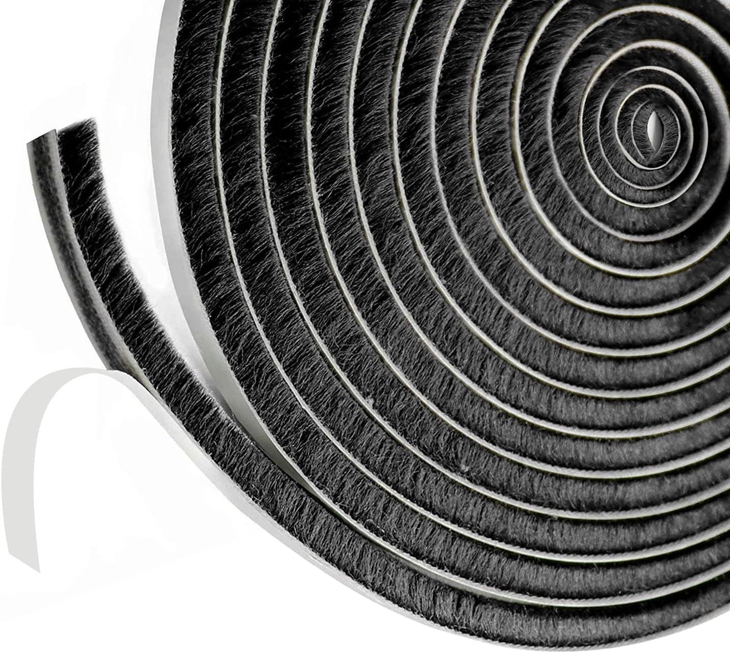 10M Draft Excluder for Doors Windows, 9mm(W) x 23mm(T) Brush Weather Stripping Tape Self-Adhesive Seal Strip, Black