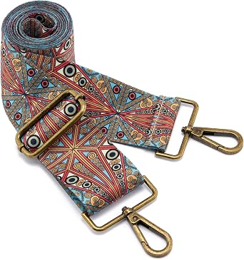ZOOEASS Bronze Buckles Purse Strap, 2" Wide Crossbody Handbag Strap Adjustable Replacement Shoulder Strap Vintage Embroidery