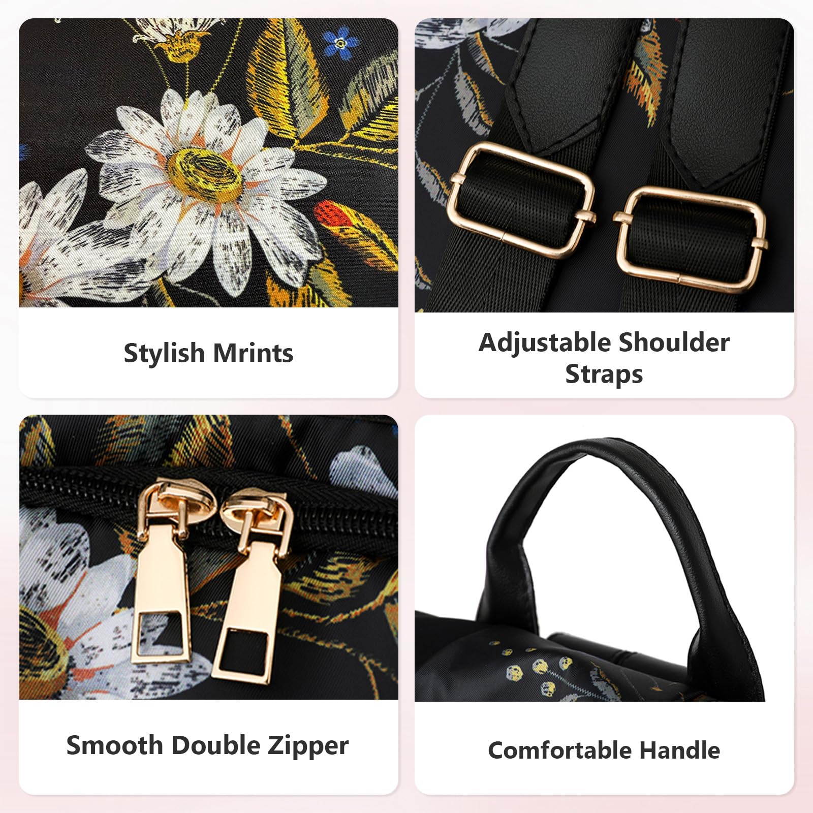 Aucuu Sac à Dos Femme Antivol, Mini Sac a Main Femme, Petit Sacs Bandoulière, DéContracté Sac de Voyage en Nylon, LéGer Sac Dos de Ville pour Voyages, Travail, Shopping, Loisirs