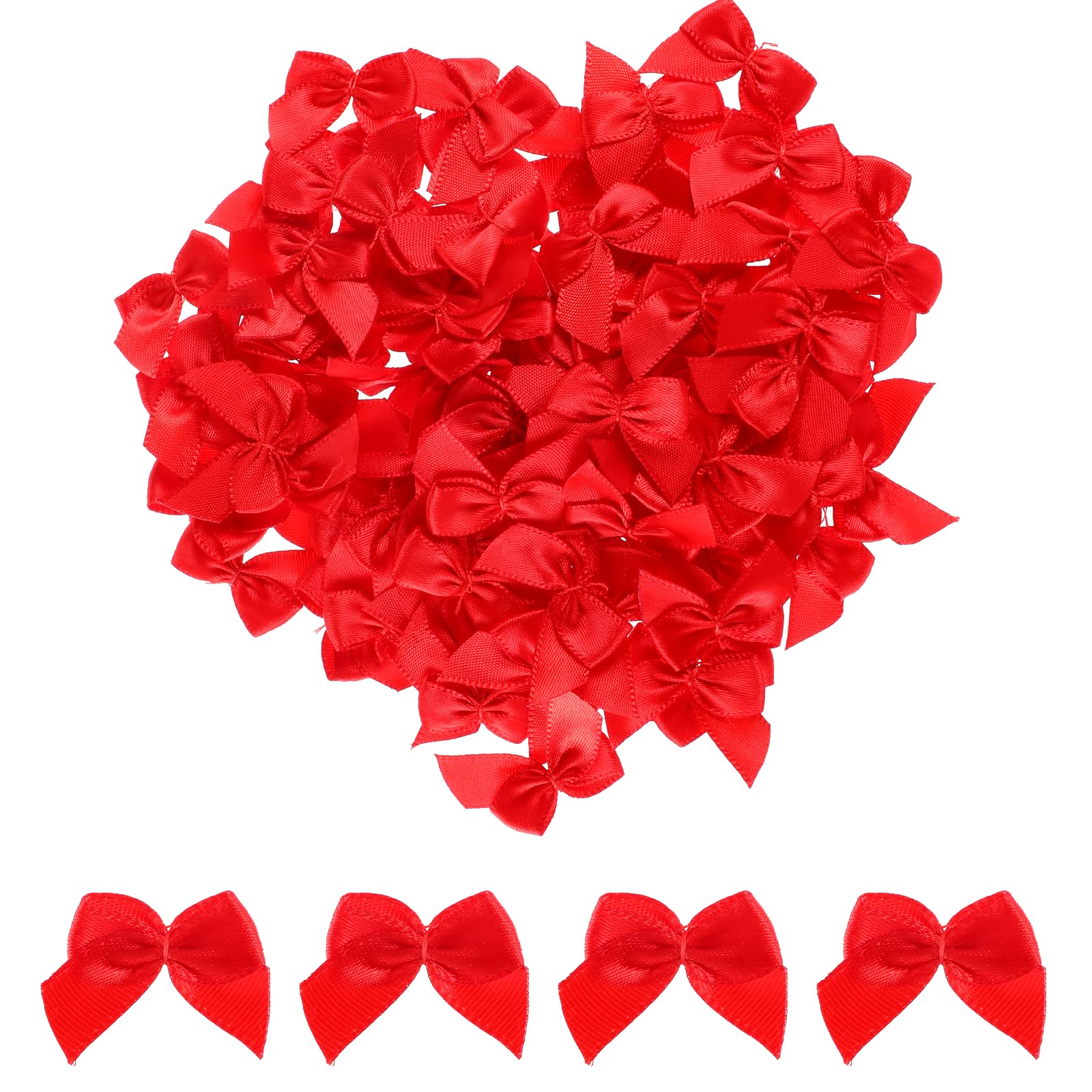100 Fiocchi Di Raso Colorati Assortiti 10 Mm - Piccoli Nasi Prelegati Per Bomboniere, Fai Da Te, Scrapbooking E Decorazioni Matrimoniali