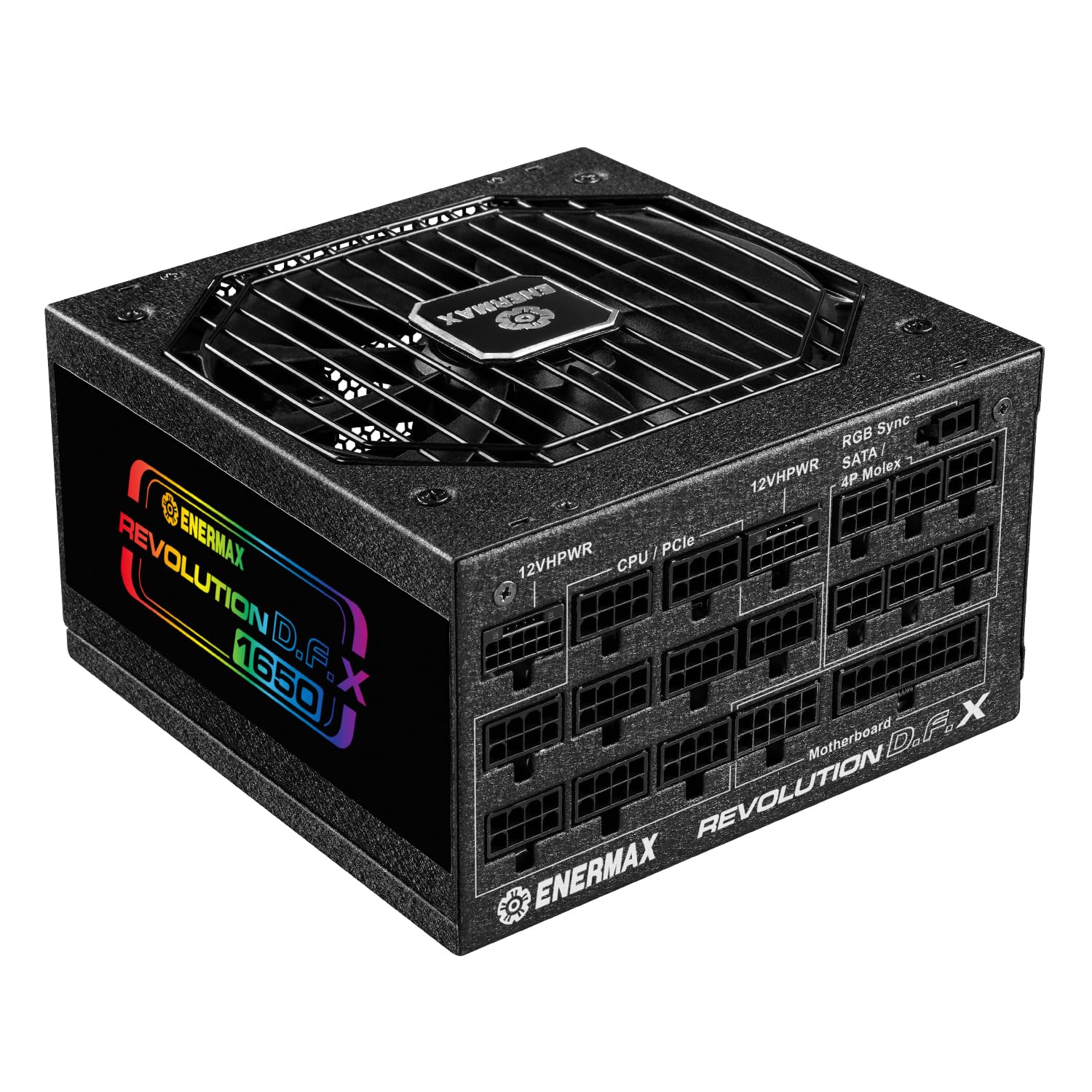 Alimentatore ENERMAX Revolution D.F. X ARGB ATX3.0 PCI-e 5.0 Compact Gaming&Streaming PC 1650W 80Plus Gold (completamente modulare, 2x 12VHPWR, semi-fanless), ERT1650EWT, nero