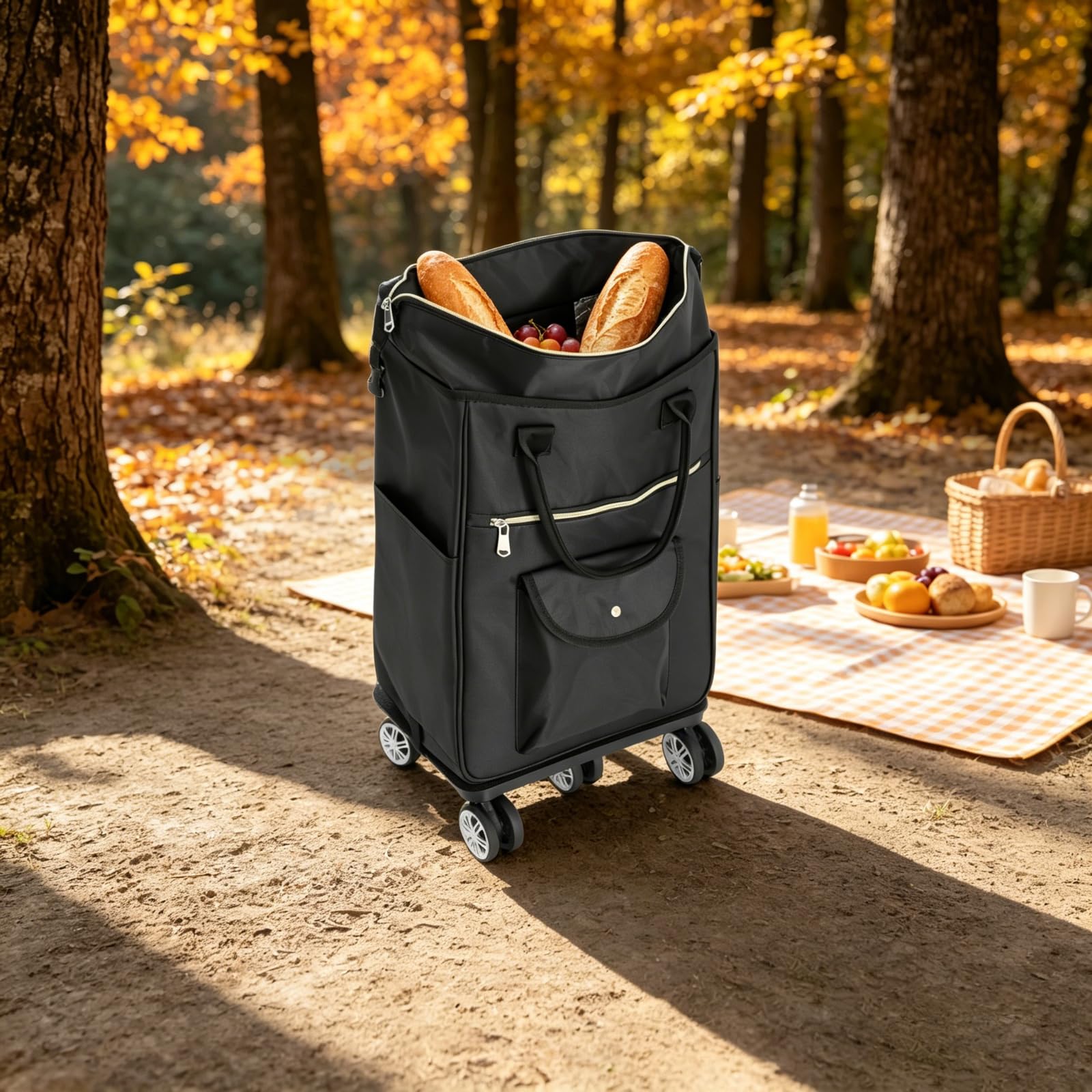 Carrello per la spesa pieghevole, 45 l, con borsa termica, fino a 30 kg