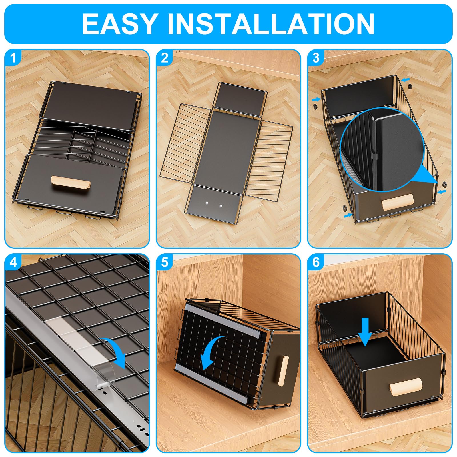 Diealles Shine Teleskopschublade, 24x40x17CM Ausziehbare Schublade Küche, No Drill Schrank Organizer für Küche Cabinet
