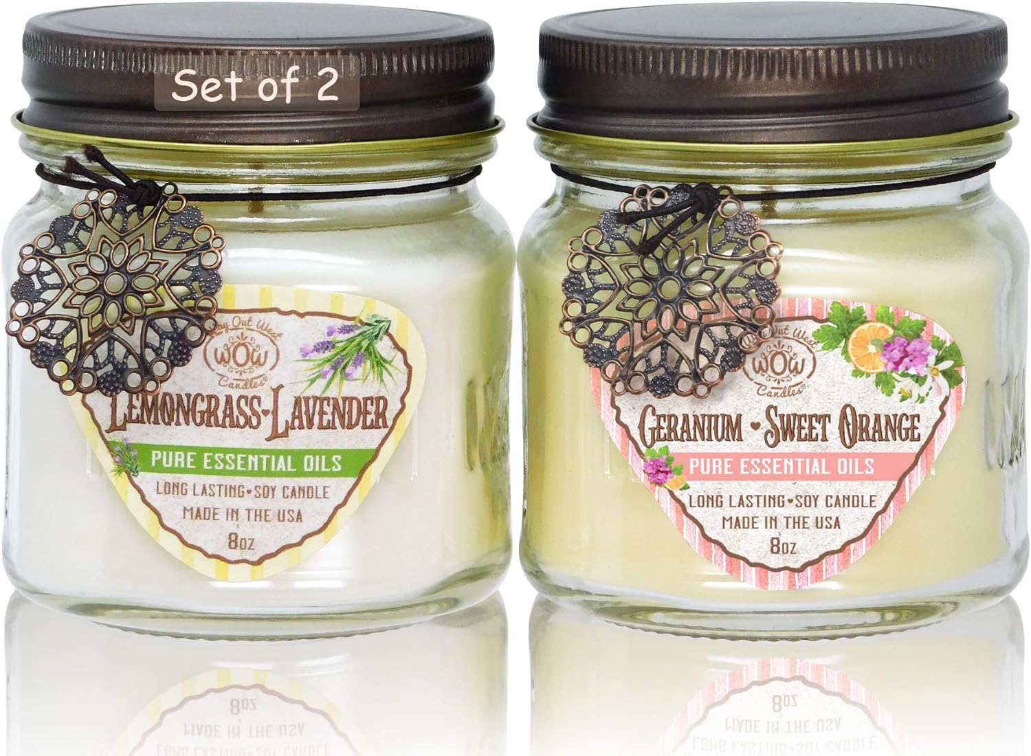 Aromatherapy Candle Gift Set for Mom | Long Lasting Soy Wax | Eucalyptus Mint & Lavender Essential Oil | Jar 2 Pack Handcrafted in USA